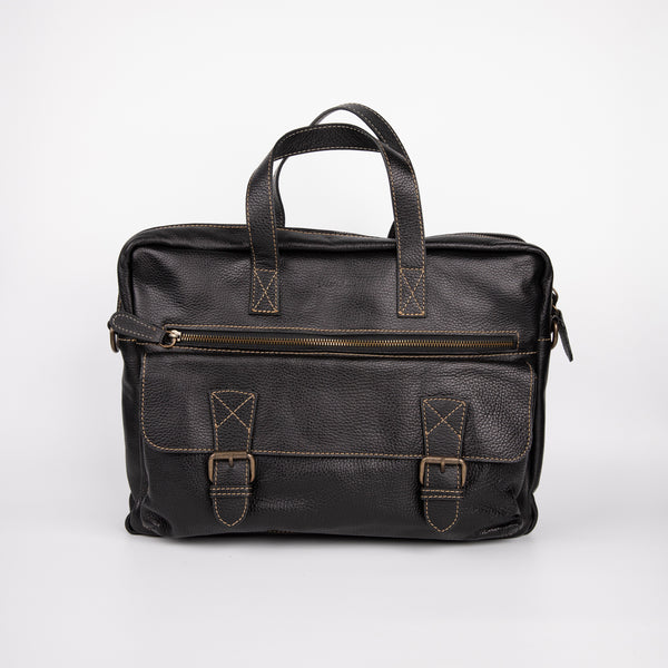 Floater Leather Briefcase - Black - Chicatolia