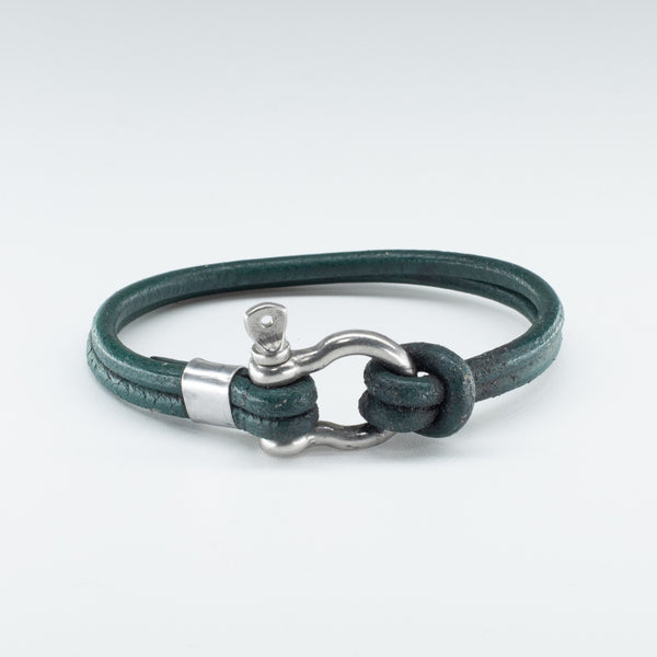 Organic, Double-Stranded, Rounded Leather Wristband with the “Sailor Knot” Stainless Steel Clasp - Chicatolia