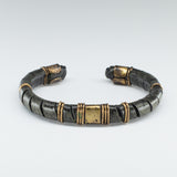 Organic Leather, Stainless Steel, Open Cuff Bangle Design, Adorable Wristband - Chicatolia