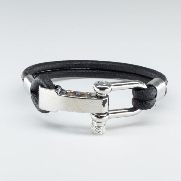 Organic, Double-Stranded, Rounded Leather Wristband with the “Sailor Knot” Model Stainless Steel Clasp - Chicatolia