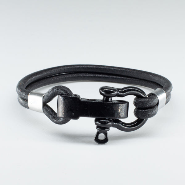 Organic, Double-Stranded, Rounded Leather Wristband with the “Sailor Knot” Model Stainless Steel Clasp - Chicatolia