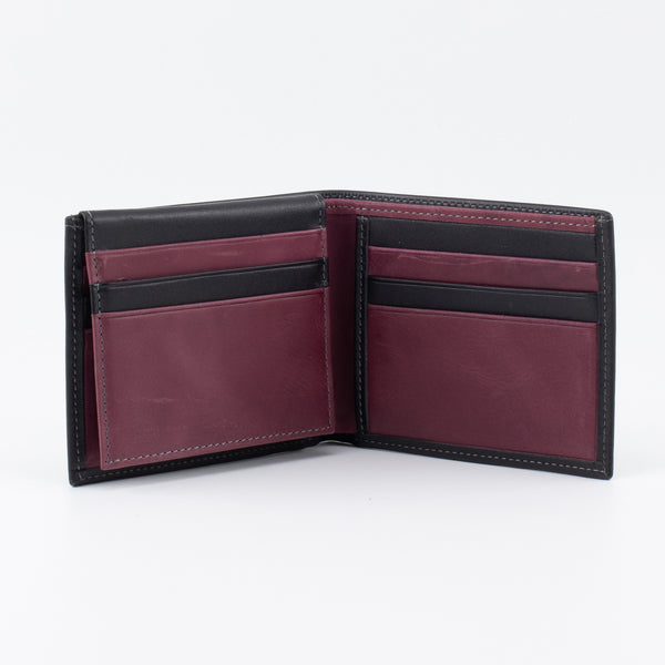 A Trifold, Premium Leather Wallet (Burgundy - Black) - Chicatolia
