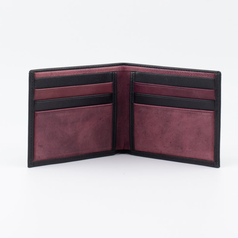 A Bifold, Premium Leather Wallet (Burgundy - Black) - Chicatolia