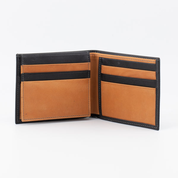 A Trifold, Premium Leather Wallet (Light Orange -Black) - Chicatolia