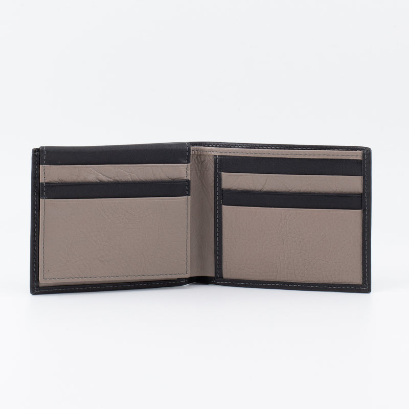 A Trifold, Premium Leather Wallet (Gray - Black) - Chicatolia