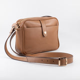 Napa Leather Satchel Crossbody Bag - Brown - Chicatolia
