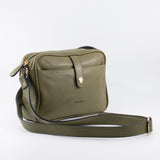 Napa Leather Satchel Crossbody Bag - Khaki - Chicatolia