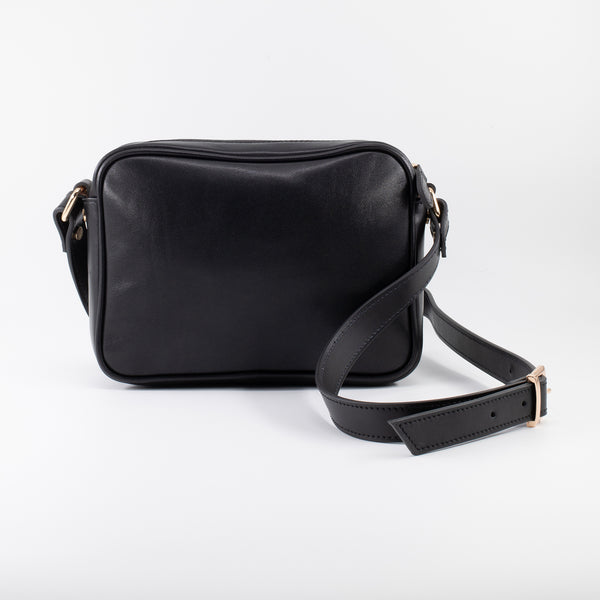 Napa Leather Satchel Crossbody Bag - Black - Chicatolia
