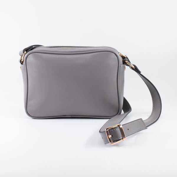 Napa Leather Satchel Crossbody Bag - Gray - Chicatolia