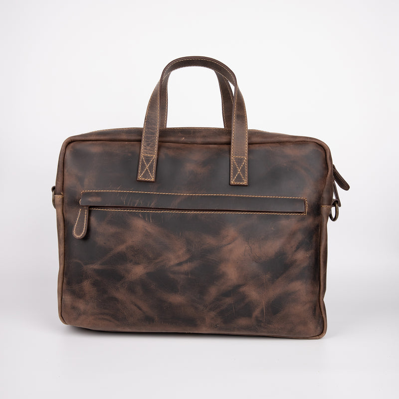 Crazy Horse Leather Briefcase - Brown - Chicatolia