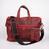 Crazy Horse Leather Briefcase - Red - Chicatolia