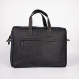 Two Pocket Belt Strap Briefcase - Black - Chicatolia