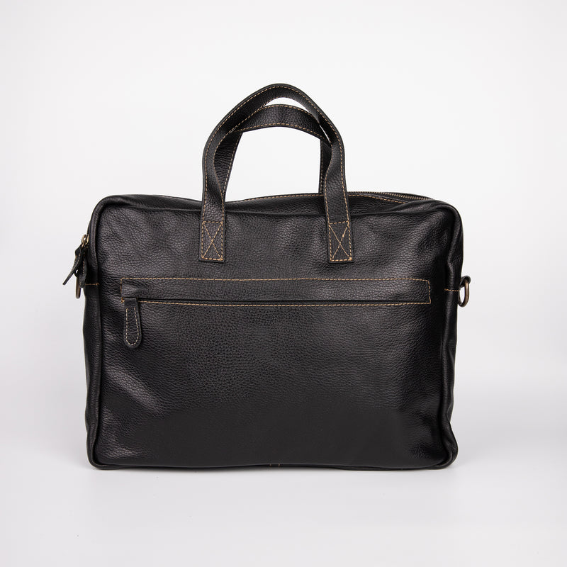 Floater Leather Briefcase - Black - Chicatolia