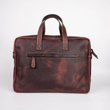 Two Pocket Belt Strap Briefcase - Burgundy - Chicatolia