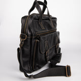 Floater Leather Briefcase - Black - Chicatolia