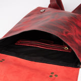 Crazy Horse Leather Backpack - Red - Chicatolia