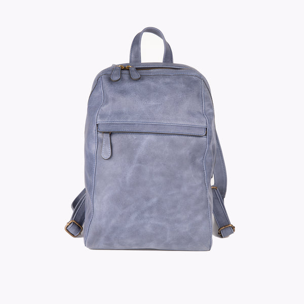 Tiana Leather Backpack - Blue - Chicatolia