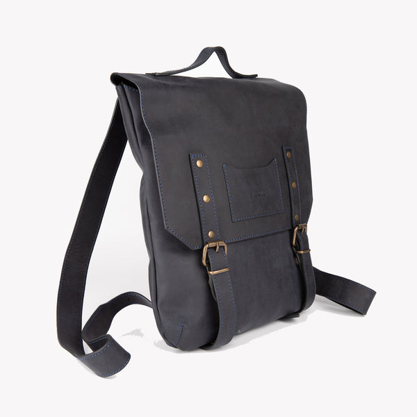 Crazy Horse Leather Backpack - Black - Chicatolia