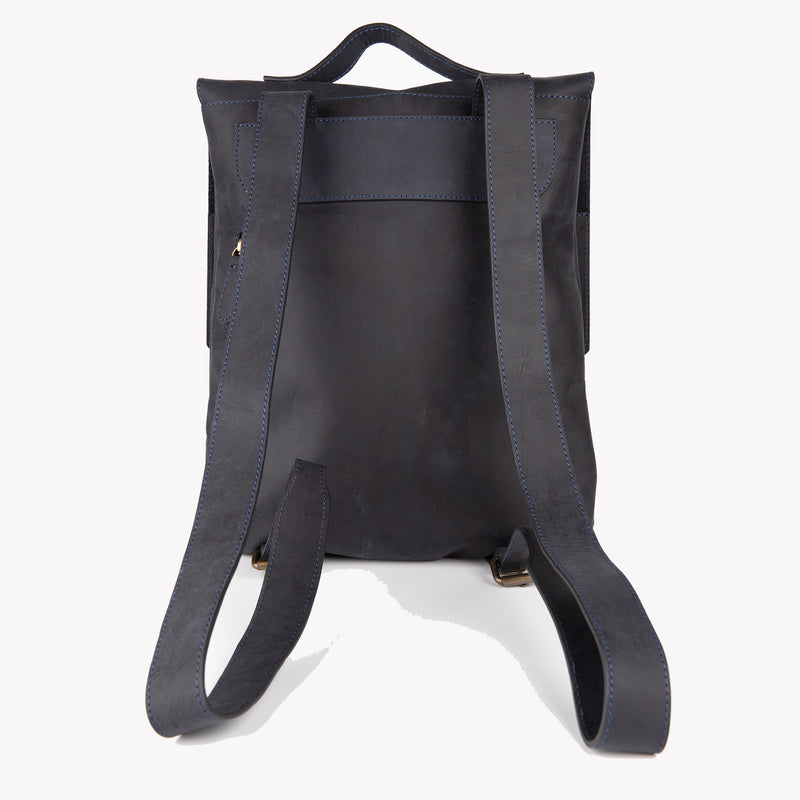 Crazy Horse Leather Backpack - Black - Chicatolia