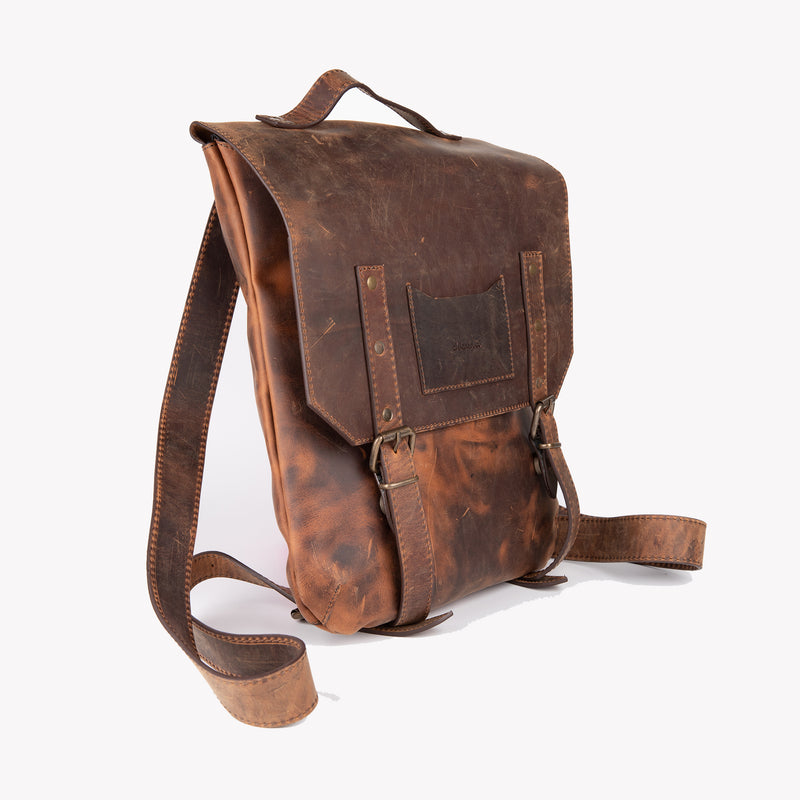Crazy Horse Leather Backpack - Tan - Chicatolia