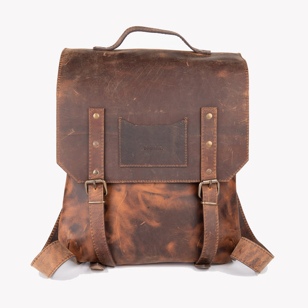 Crazy Horse Leather Backpack - Tan - Chicatolia