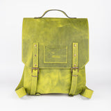 Crazy Horse Leather Backpack - Lime Green - Chicatolia