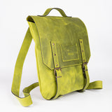 Crazy Horse Leather Backpack - Lime Green - Chicatolia